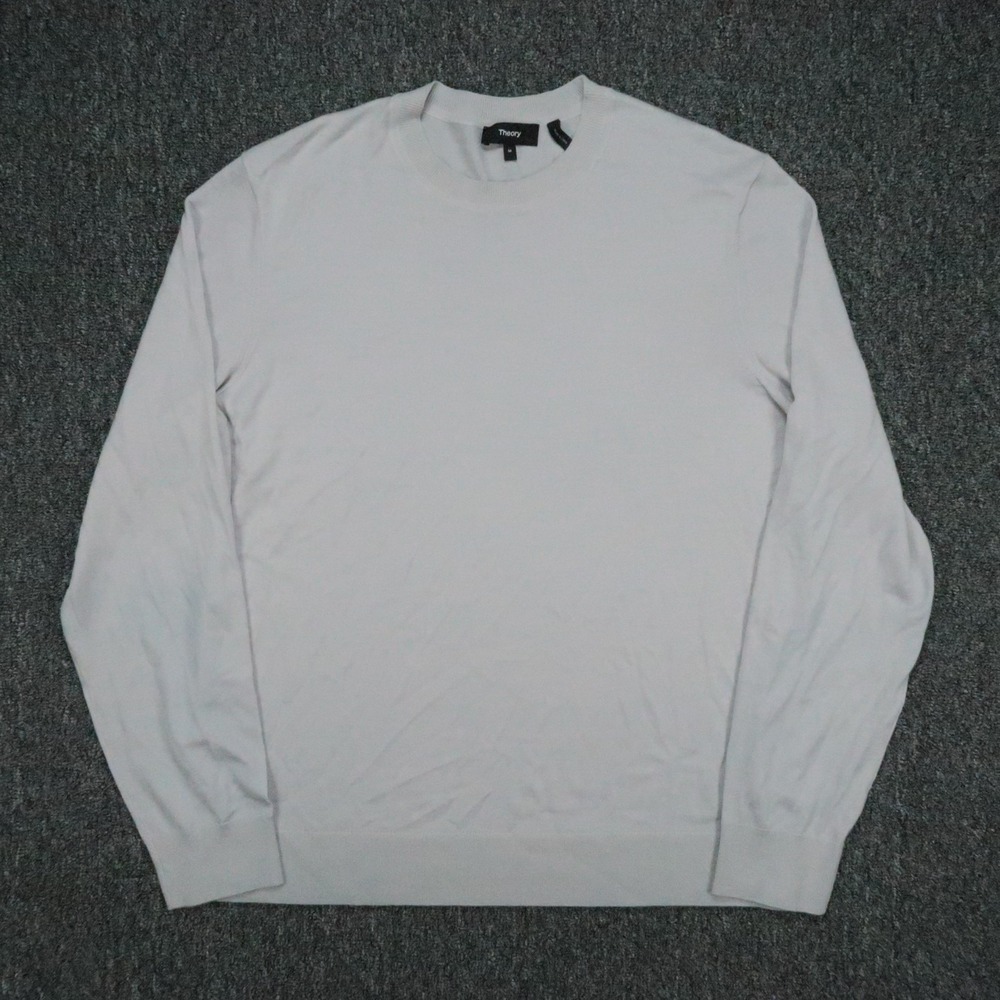 Theory Sweater Mens Medium Gray Regal Wool Crewneck Pullover Long Sleeve